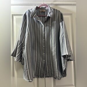 Philosophy Black and White Striped Button Down Shirt